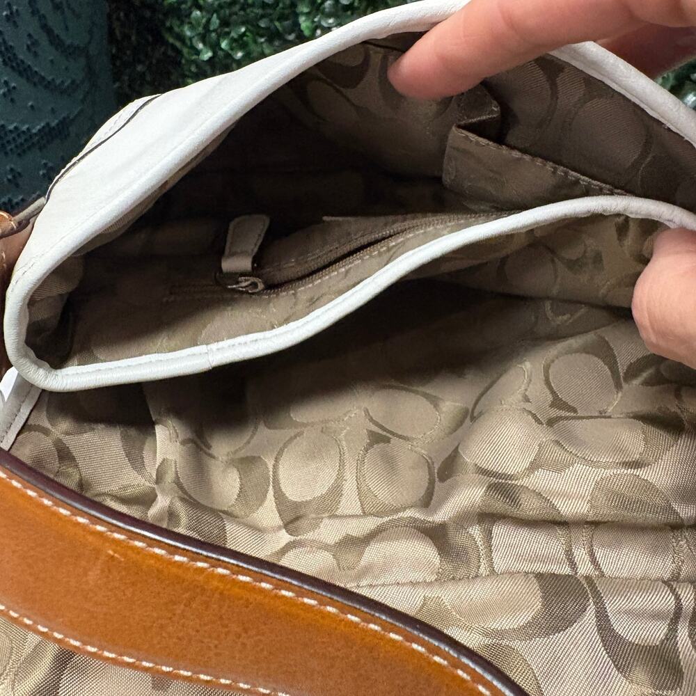 Coach SoHo Shoulder Bag white brown leather vintage y2k - Picture 12 of 15